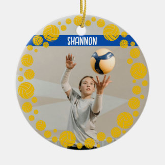Benutzerdefinierter Volleyball-Bild-Name-Jahr Keramik Ornament