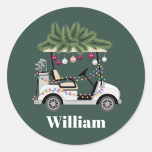 Benutzerdefinierter Wagenname Golfbälle Weihnachte Runder Aufkleber