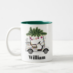 Benutzerdefinierter Wagenname Golfbälle Weihnachte Zweifarbige Tasse