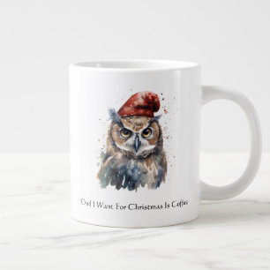Benutzerdefinierter Wasserfarben-Weihnachtskauz mi Jumbo-Tasse