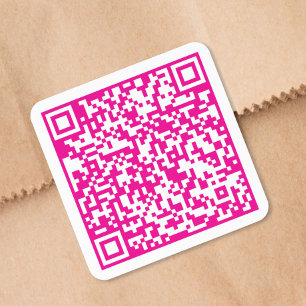 Benutzerdefinierter Website-QR-Code Hot Pink Quadratischer Aufkleber