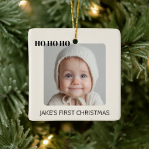 Benutzerdefinierter Weihnachts-Baby-Foto- & Namens Keramikornament