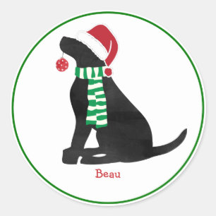 Benutzerdefinierter Weihnachts-Black-Labrador-Feie Runder Aufkleber