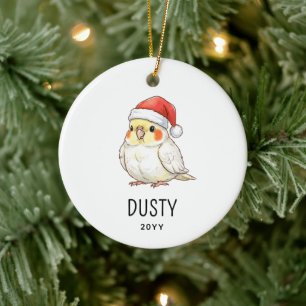Benutzerdefinierter Weihnachts-Nymphensittich mit Keramik Ornament