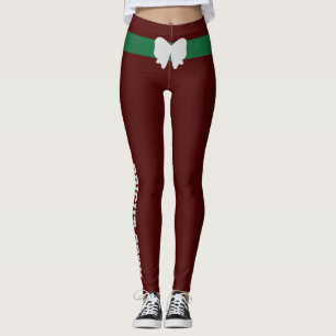Benutzerdefinierter Weihnachts-Oxblut-Kiefergrün-E Leggings