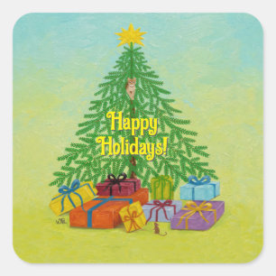 Benutzerdefinierter Weihnachtsbaum Quadratischer Aufkleber