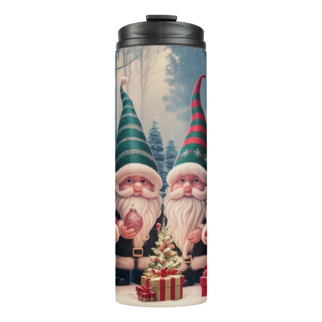 Benutzerdefinierter Weihnachtsmann-Gnom Weihnachte Thermosbecher (Vorderseite)