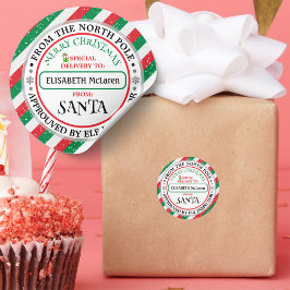 Benutzerdefinierter Weihnachtsmann-Name-Aufkleber  Runder Aufkleber