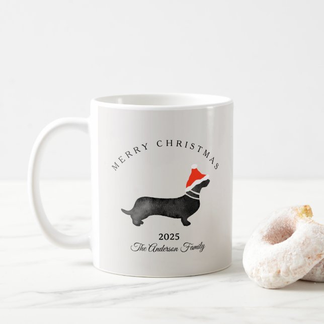 Benutzerdefinierter Weihnachtsmann roter grauer Sa Kaffeetasse (Mit Donut)