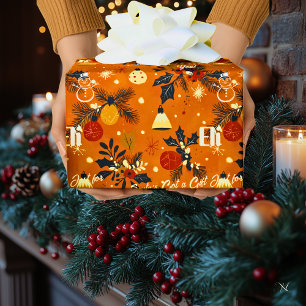 Benutzerdefinierter Weihnachtsmann und Stechpalme  Geschenkpapier