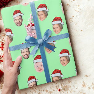 Benutzerdefinierter Weihnachtsmannhut mit Gesicht Geschenkpapier