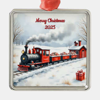 Benutzerdefinierter Weihnachtszug im Schnee Ornament Aus Metall
