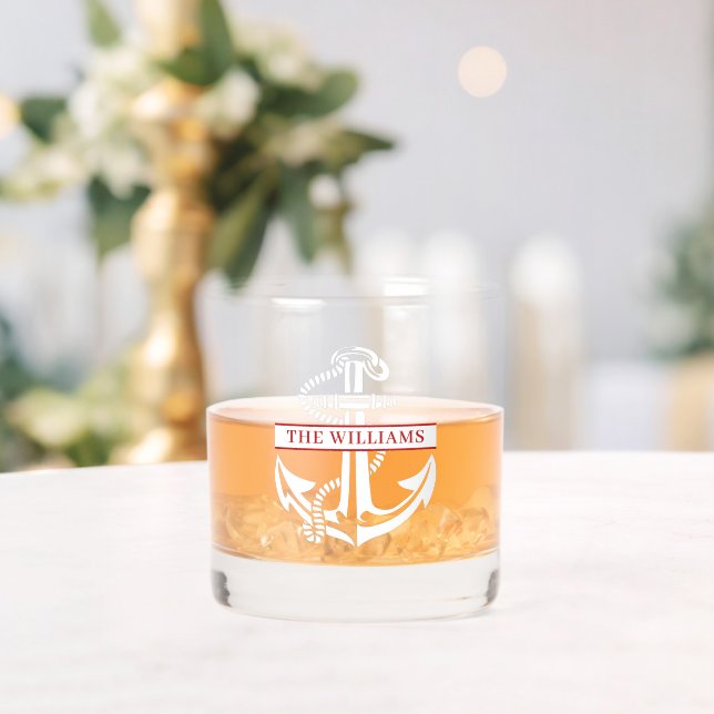 Benutzerdefinierter weißer Ankername Whiskyglas (Insitu (Hochzeit))