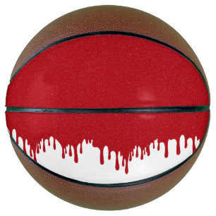 Benutzerdefinierter Weißer & Tomatenroter Drip-Bas Basketball