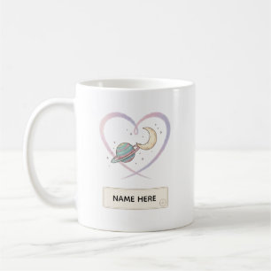 Benutzerdefinierter Weltraum-Herz-Name-Mug Kaffeetasse