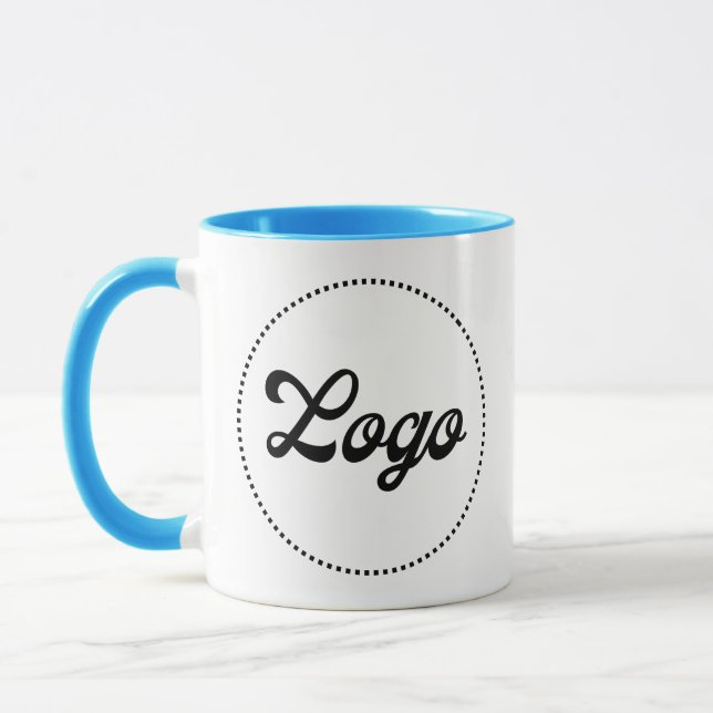 Benutzerdefinierter Werbe-HELLBLAUER Combo-Logo-Be Tasse (Links)