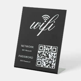 Benutzerdefinierter Wifi-Netzwerk QR-Code schwarz Sockelschild