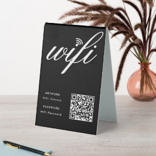 Benutzerdefinierter Wifi-Netzwerk QR-Code schwarz Tischaufsteller