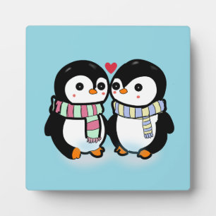 Benutzerdefinierter Winter Pinguin Liebe Fotoplatte