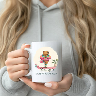 Benutzerdefinierter Yoga-Capy-Cup-Mug mit Namen Kaffeetasse