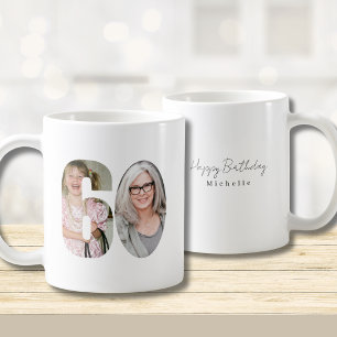 Benutzerdefinierter Zwei-Foto-Tasse zum 60. Geburt Kaffeetasse