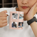 Benutzerdefiniertes 10 Foto sammelt Ihre Textfamil Kaffeetasse<br><div class="desc">"Wir sind Familienname und das ist unsere Geschichte seit dem Jahr" handgeschriebene, speziell gebürstete Kalligrafieschrift (änderbarer Text) und Ihre zehn Familienbilder auf einem soliden, rosa (veränderbaren) Hintergrund, was eine schöne 10 Foto Collage Tasse, um Ihr Jubiläum mit einem Sake-Geschenk zu feiern oder einfach nur Ihren Lieblingskaffee bei der Zuhause zu...</div>