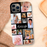 Benutzerdefiniertes 12 Foto Collage Your Color Cas Case-Mate iPhone 14 Hülle<br><div class="desc">Erstellen Sie Ihr eigenes personalisiertes, benutzerdefiniertes Foto-Handy-Gehäuse mit diesem Foto Collage Template mit 12 Bildern in verschiedenen Formen und Größen, um eine Vielzahl von Bildern und Ihren Namen, Monogramm oder anderen Text in Ihrer Auswahl von Schriftart-Stilen (in einer modernen handgeschriebenen Typografie in Weiß auf einem bearbeitbaren schwarzen Hintergrund gezeigt). TELEFONOPTIONEN:...</div>