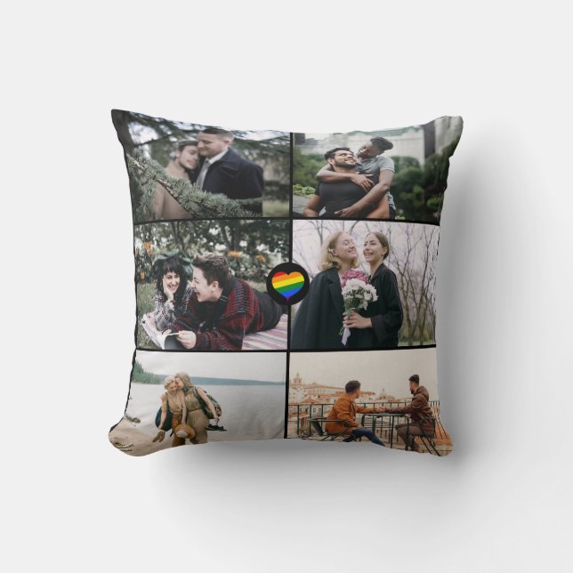 Benutzerdefiniertes 12 Foto Gay Pride LGBT Rainbow Kissen (Vorderseite)
