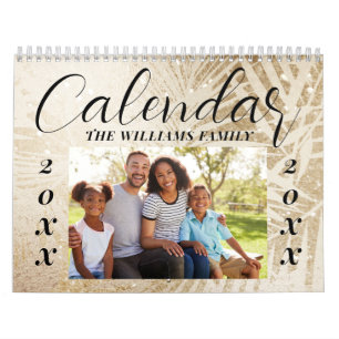 Benutzerdefiniertes 2027 Elegantes Skript Gold Fam Kalender