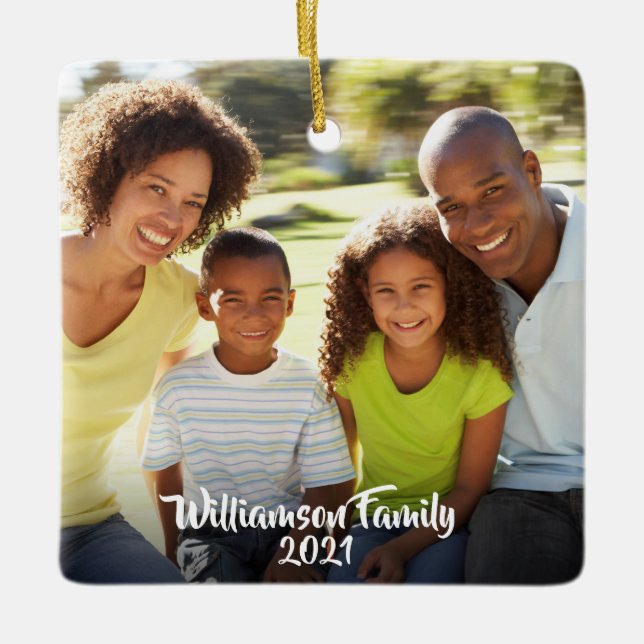 Benutzerdefiniertes 2-Foto-2-Foto-Skript Keramikornament (Vorderseite)