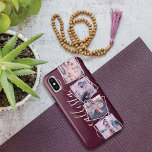 Benutzerdefiniertes 4-Foto-Handgeschriebenes Monog Case-Mate iPhone Hülle<br><div class="desc">Dieses romantische, coole und moderne Gehäuse ist perfekt für jeden, der seinen Liebsten mitbringen möchte. Es enthält vier individuell anpassbare Fotografien. Auf den Fotos sind weiße, gedrehte Rahmen für eine einzigartige und zeitgenössische Touch. Es zeigt auch einen Platz für einen Monogramm-Namen auf einem einfachen bordeauxroten Hintergrund. Fühlen Sie sich frei,...</div>