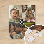 Benutzerdefiniertes 4-Fotolage-Monogramm | Schwarz<br><div class="desc">Ein besonderes personalisiertes Geschenk mit 4 individuellen Fotos und Monogramm Initial. Verwenden Sie die Entwurfswerkzeuge, um zusätzlichen Text in beliebig vielen Schriftart und Farben hinzuzufügen. Laden Sie mehr Fotos hoch, bearbeiten Sie die Hintergrundfarbe oder wählen Sie eine andere Formatoption, um das Design weiter anzupassen. Puzzles nach Maß sind eine erschwingliche...</div>