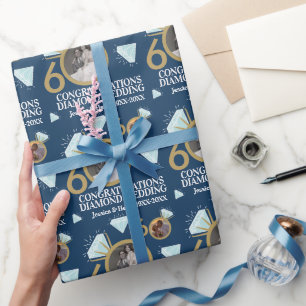 Benutzerdefiniertes 60. Hochzeitsjubiläum damals u Geschenkpapier