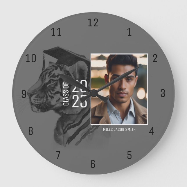 Benutzerdefiniertes Abschluss-Foto Große Wanduhr (Vorderseite)