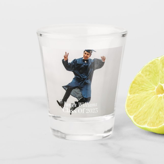 Benutzerdefiniertes Abschlussfoto Schnapsglas (Vorderseite)