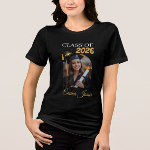 Benutzerdefiniertes Abschlussfoto-Shirt Abschlussj Tri-Blend Shirt