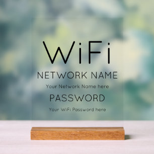 Benutzerdefiniertes Acrylschild mit WLAN-Details u