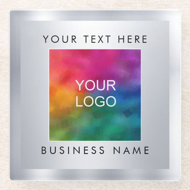 Benutzerdefiniertes Add-Logo hier Silver Look Temp Glasuntersetzer (Vorderseite)