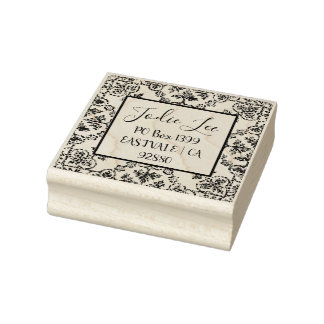 Benutzerdefiniertes Adressetikett Damast-Design Gummistempel
