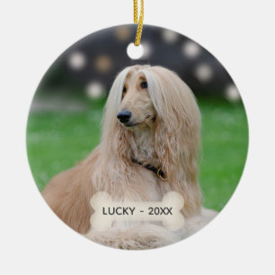 Benutzerdefiniertes Afghan Greyhound-Hundefoto Keramik Ornament