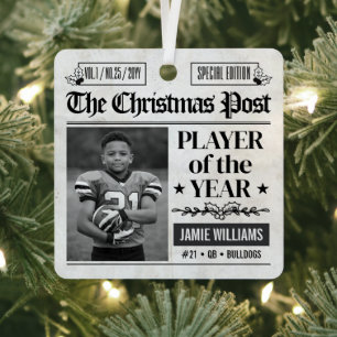 Benutzerdefiniertes American-Football-Weihnachtsze Ornament Aus Metall