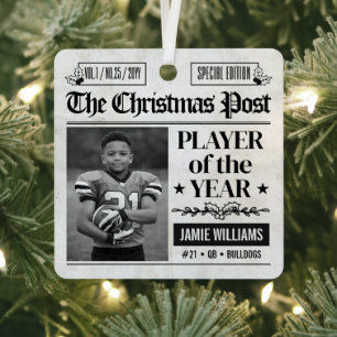 Benutzerdefiniertes American-Football-Weihnachtsze Ornament Aus Metall