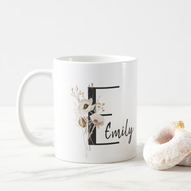 Benutzerdefiniertes anfängliches D Schwarz-Weiß-Bl Kaffeetasse (Mit Donut)