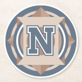 Benutzerdefiniertes Anfangsmonogramm "N" Runder Pappuntersetzer