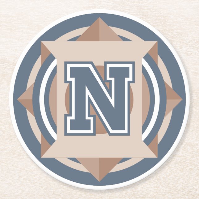 Benutzerdefiniertes Anfangsmonogramm "N" Runder Pappuntersetzer (Vorderseite)