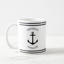 Benutzerdefiniertes AnkerEmblem Nautisch (weiß & s Kaffeetasse