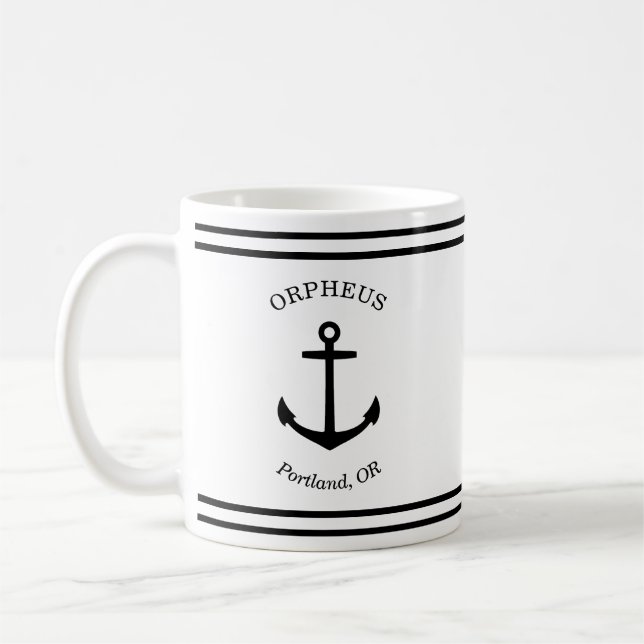 Benutzerdefiniertes AnkerEmblem Nautisch (weiß & s Kaffeetasse (Links)