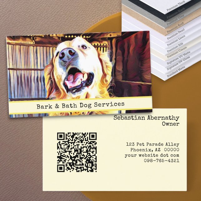 Benutzerdefiniertes austauschbares Hunde-Foto und  Visitenkarte (business card template front and back with QR code)
