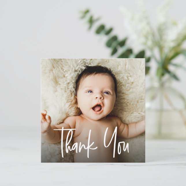 Benutzerdefiniertes Baby-Foto für überlagerten Tex Dankeskarte (Stehend Vorderseite)