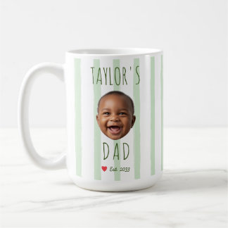Benutzerdefiniertes Baby-Gesicht-Foto Grüne Streif Kaffeetasse